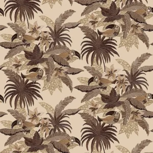วอลเปเปอร์เท็กเจอร์ผ้าปัก ลายใบไม้ทรอปปิคอล No.WT1801-3