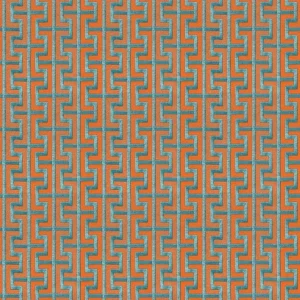 วอลเปเปอร์ลายเส้น เท็กเจอร์ผ้า พื้นสีส้ม ลายสีฟ้า No.WT1802-6