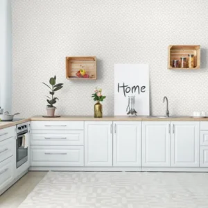 วอลเปเปอร์ห้องรับแขก ลายเรขาคณิต เท็กเจอร์ผ้า พื้นสีขาว No.WT1803-1