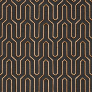 Alternative view of วอลเปเปอร์ลายกราฟฟิค เท็กเจอร์ผ้าปัก เส้นสีทอง พื้นดำ No.WT1804-6