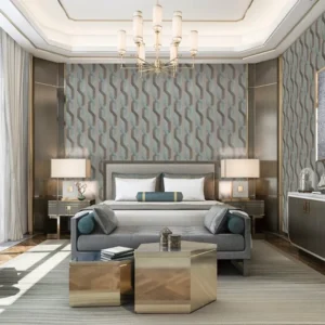 วอลเปเปอร์ลายเกลียวคลื่น สีเทาสลับฟ้า No.WT1806-5