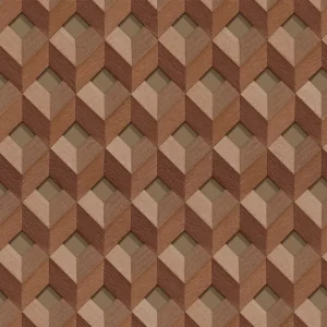 วอลเปเปอร์ลายลูกบากศ์ไม้ สีน้ำตาลเข้ม No.WT1808-4