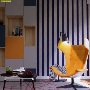 วอลเปเปอร์ลายทางสีเทาน้ำเงิน No.YS-321009