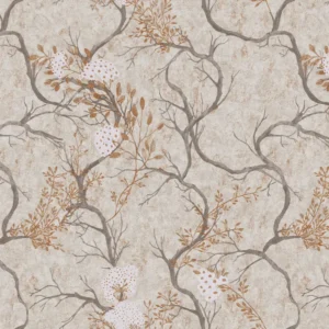 วอลเปเปอร์ลายใบไม้สีน้ำตาล No.27701