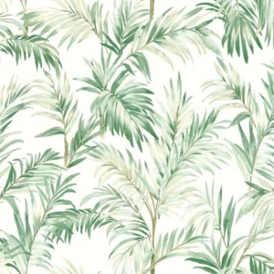 Alternative view of วอลเปเปอร์ลายใบไม้ทรอปิคอลสีเขียว พื้นสีขาว No.34527-1