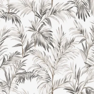 Alternative view of วอลเปเปอร์ลายใบไม้ทรอปิคอล สีเทาพื้นสีขาว No.34527-3