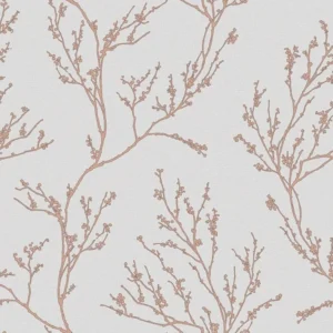 Alternative view of วอลเปเปอร์ลายใบไม้เกาหลี สีพิ้งโก พื้นสีเทา No.34538-2