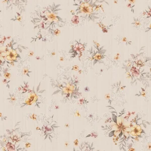 วอลเปเปอร์ลายดอกไม้สีเหลือง พื้นสีขาว มีกลิเตอร์ No.82063-4
