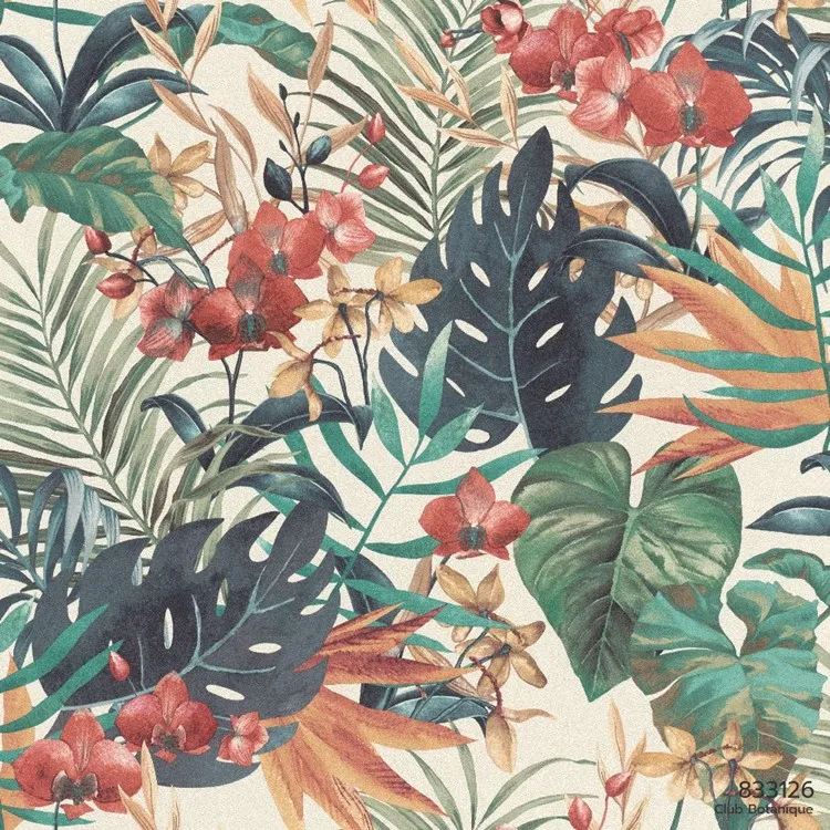 วอลเปเปอร์ห้องนั่งเล่นลายดอกกล้วยไม้ (Tropical Style) No.833126 - Image 2
