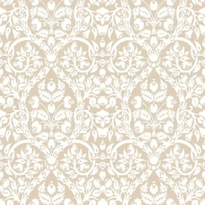 วอลเปเปอร์ลายหลุยส์สีขาว พื้นสีครีมน้ำตาล No.8346