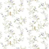 วอลเปเปอร์ลายดอกไม้วินเทจ สีม่วงฟ้า สีพื้นขาว No.8357