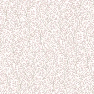วอลเปเปอร์ลายดอกไม้ใบไม้ สีชมพู พื้นสีขาว No.8364