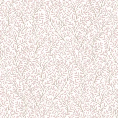 วอลเปเปอร์ลายดอกไม้ใบไม้ สีชมพู พื้นสีขาว No.8364