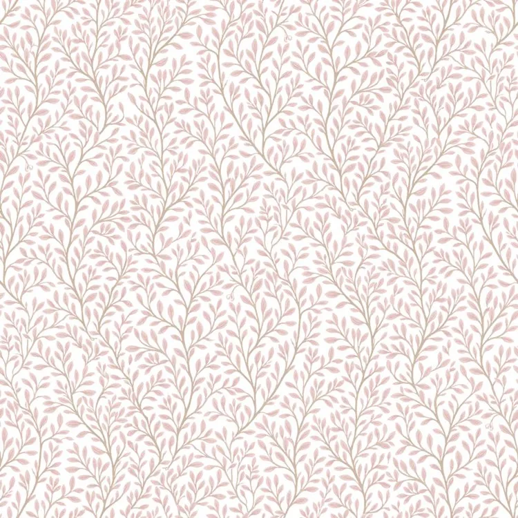 วอลเปเปอร์ลายดอกไม้ใบไม้ สีชมพู พื้นสีขาว No.8364