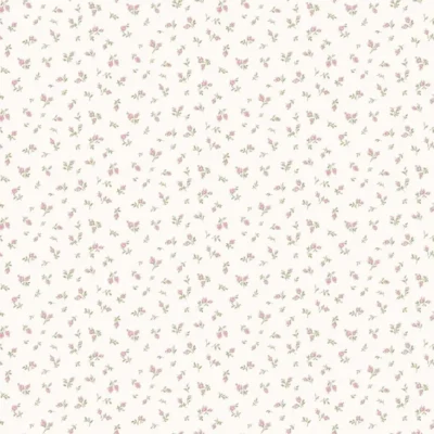 วอลเปเปอร์ลายดอกไม้เล็ก สีชมพูพื้นสีขาว No.84061