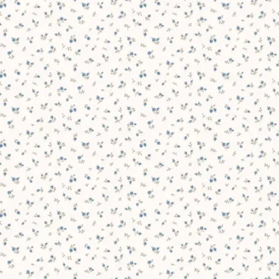 วอลเปเปอร์ลายดอกไม้เล็ก สีน้ำเงิน พื้นสีขาว No.84063