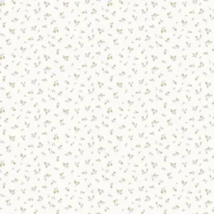 วอลเปเปอร์ลายดอกไม้เล็ก สีเหลืองทอง พื้นสีขาว No.84064