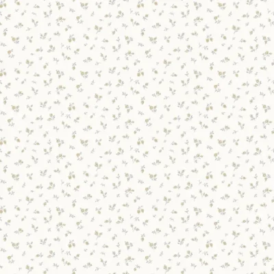 วอลเปเปอร์ลายดอกไม้เล็ก สีเหลืองทอง พื้นสีขาว No.84064