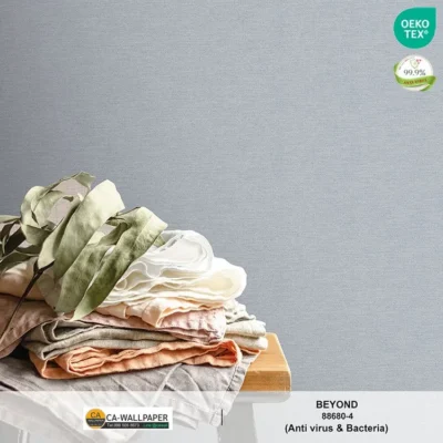 วอลเปเปอร์สีพื้นฟ้า กลิตเตอร์เงิน เท็กเจอร์ผ้าทวิต No.88680-4