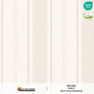 วอลเปเปอร์ลายทางสีเทาขาว สลับสีน้ำตาล ช่องขนาด 8 เซ็นฯ No.88683-1