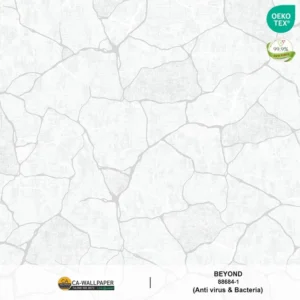 วอลเปเปอร์ลายหินอ่อน พื้นสีขาวเทา ลายสีเงินเงา No.88684-1