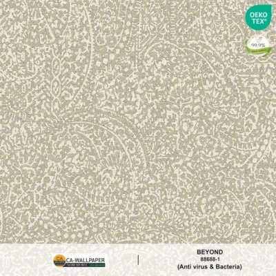 วอลเปเปอร์สไตล์คลาสสิควินเทจ เท็กเจอร์ผ้า สีน้ำตาลทอง No.88688-1