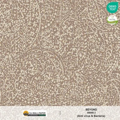 วอลเปเปอร์สไตล์คลาสสิควินเทจ เท็กเจอร์ผ้า สีแดงม่วงปนทอง No.88688-2