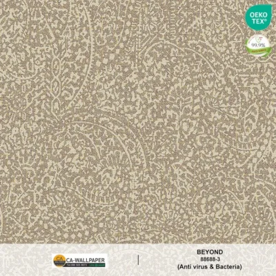 วอลเปเปอร์สไตล์คลาสสิควินเทจ เท็กเจอร์ผ้าสีม่วงเขียวทอง No.88688-3