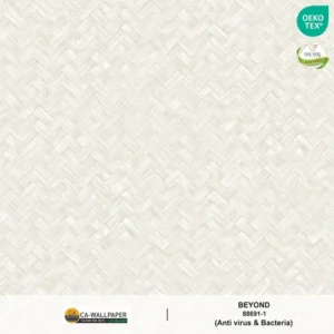 วอลเปเปอร์ลายไม้ไผ่สาน สีขาวเทา No.88691-1