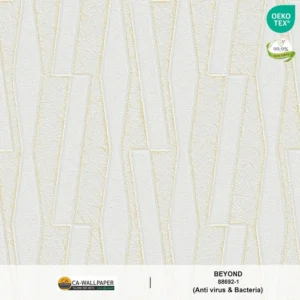 วอลเปเปอร์สไตล์โมเดิร์นมินิมอล พื้นสีเทาอ่อน ลายสีทองบาง No.88692-1