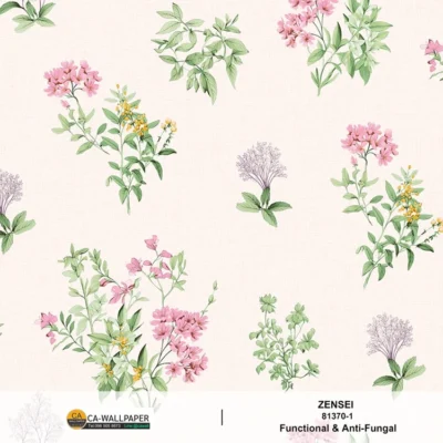 Alternative view of วอลเปเปอร์ลายดอกไม้สีชมพู พื้นชมพูอ่อน No.81370-1