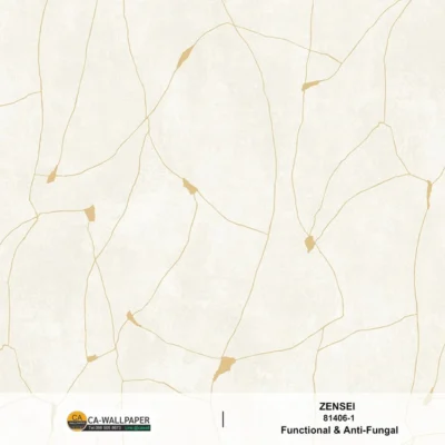 วอลเปเปอร์โมเดิร์น Abstract สีทอง สีพื้นครีม 81406-1