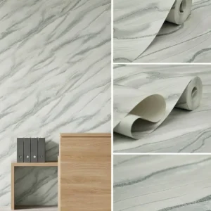 วอลเปเปอร์ลายหินอ่อน สีเทาปนขาว มีกลิตเตอร์ No.TS18320