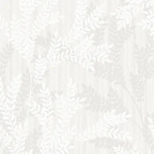วอลเปเปอร์ลายใบไม้ สีขาวเทา No.27817-1