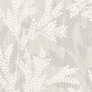 วอลเปเปอร์ลายใบไม้ สีเทาอ่อน No.27817-2
