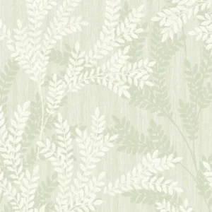 วอลเปเปอร์ลายใบไม้ สีเขียวอ่อน No.27817-4